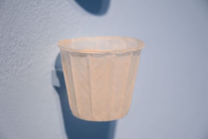 The more sensual substitute for transparent disposable glasses is made of paper coated with beeswax.