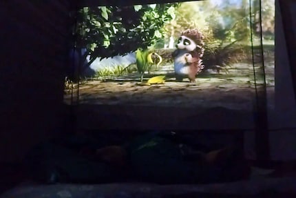 Filmavond in de tent: Hij kan eventueel ook als scherm worden gebruikt.