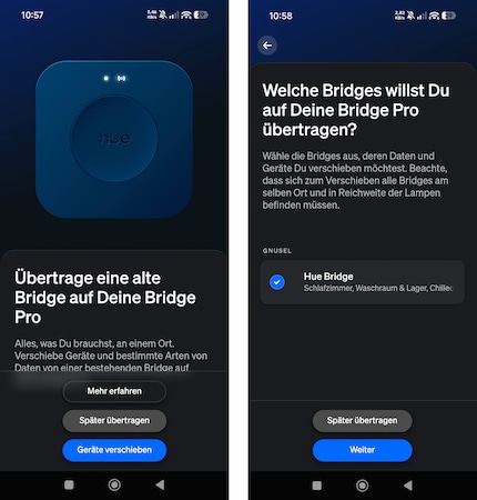 Solltest du mehrere alte Bridges zum Übertragen haben, kannst du den Prozess von hier an später erneut starten.