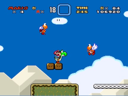 Mario und sein treuer Gefährte. Der bereitwillig geopfert wird, wenn der Sprung doch nicht ganz gereicht hat.