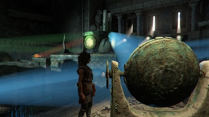 Dieses Rätsel mit Spiegeln und verschiedenfarbigen Lichtstrahlen schreit doch förmlich nach «Uncharted».