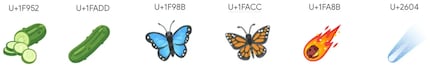 There are, in some cases, striking similarities between new and existing emojis.