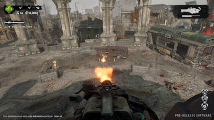 Mindestens ein Teammitglied muss es auf den Heli schaffen. Zum Abschluss können wir mit einer Minigun noch ein paar Locust-Gegner niederballern.