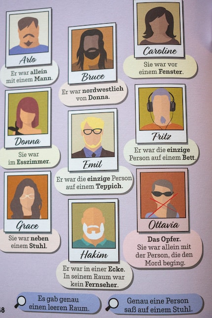 Die Hinweise richtig kombiniert ergeben die korrekten Platzierungen.