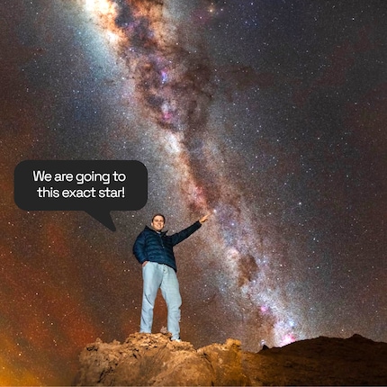 The goal of the mission: Alpha Centauri, the neighboring star of our solar system.