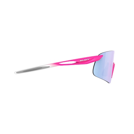 Die «Astral Arc» von Rudy Project mit neuer Scheibengeometrie in der Farbvariante Pink Fluo Faded White.