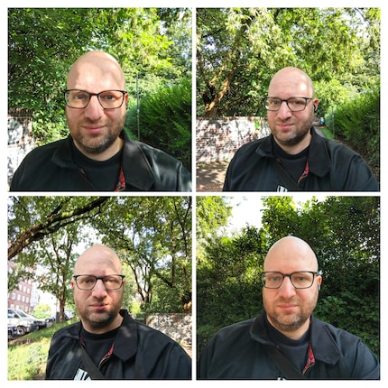 Ohne blendende Sonne wird die Farbwiedergabe der Frontkamera gut und der Fotokabinen-Modus erstellt einen Abzug mit vier Bildern.
