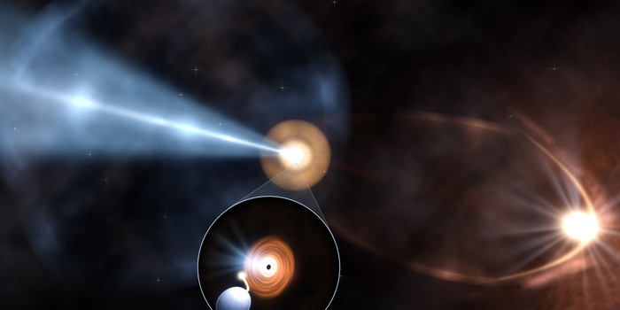 © B. Marcote (JIVE/ASTRON) / Artist’s impression of IRAS 18293−0941 (Ausschnitt)