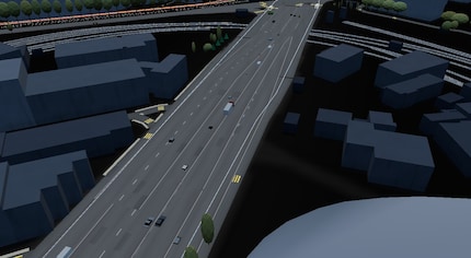 Die Fahrzeuge auf den Straßen sind simuliert, basieren aber auf echten Verkehrswerten.