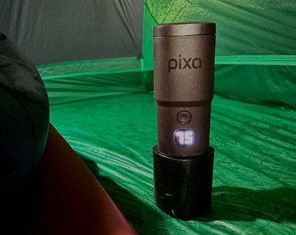 Ein Licht im Dunklen: Die Pixapresso läuft.