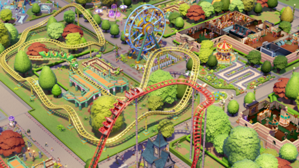 Im DLC «Rides & Relics» kann ich verrückte Achterbahnen mit Loopings bauen, um die Museumsgäste zu unterhalten.