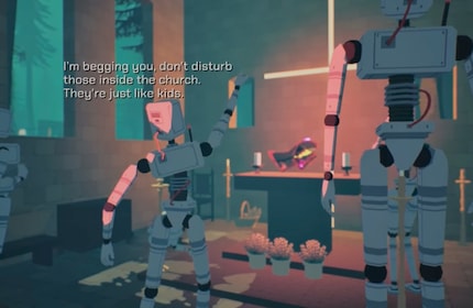 Hier stecken keine Menschen drin, sondern Roboter mit KI. Das Spiel lässt daran keinen Zweifel.