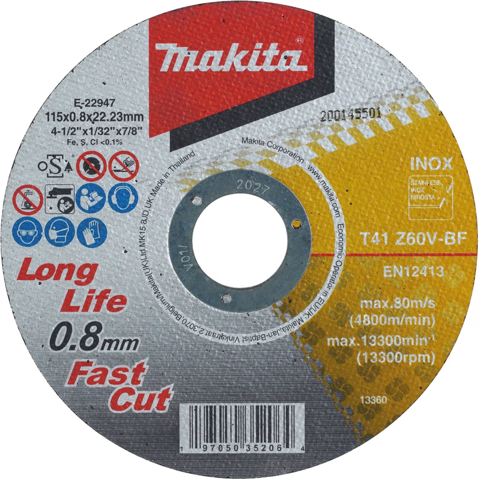 Trennscheibe 115x0,8 mm INOX - E-22947