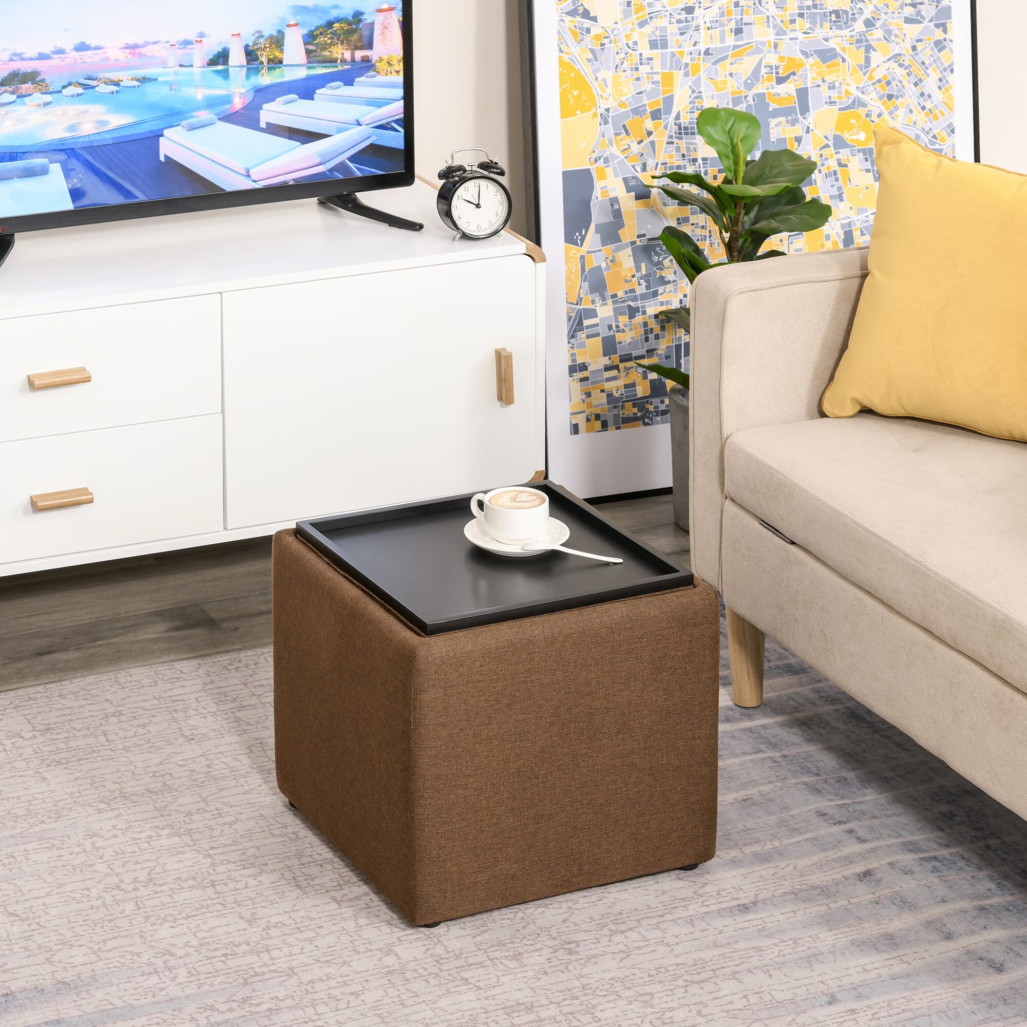 HOMCOM Nilpferd Hocker Mit Stauraum - Kinder Ottomane 36x65cm