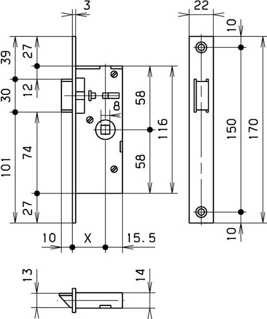 Rohrrahmen-WC-Einsteckfallenschloss PORTA 1922