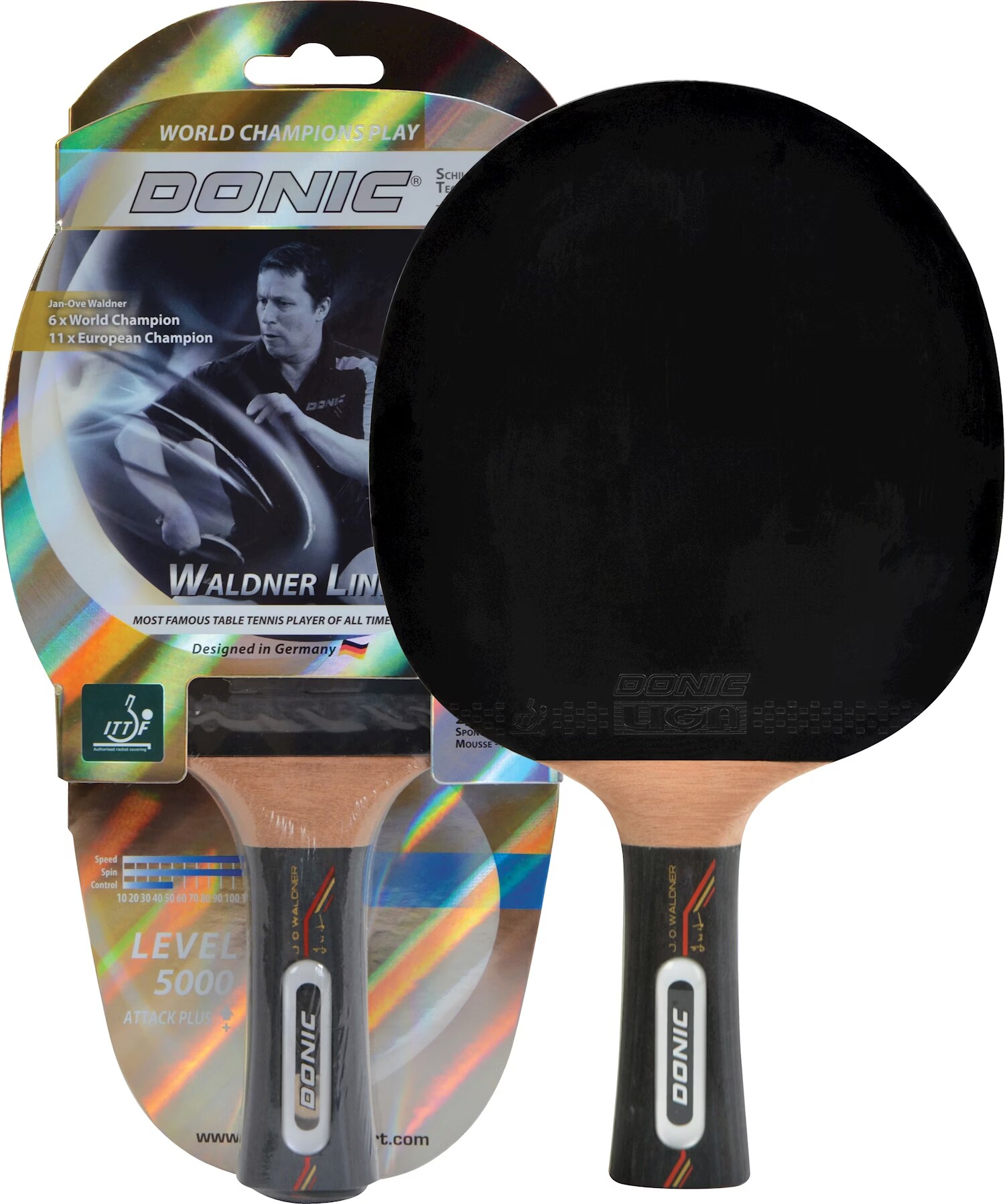 Donic Schildkr&ouml;t Waldner 1000 - Rachetta Da Ping Pong Premium Con Impugnatura ABP E Gomma ITTF
